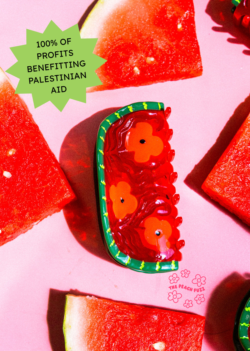 PALESTINE LIBERATION WATERMELON HAIR CLAW