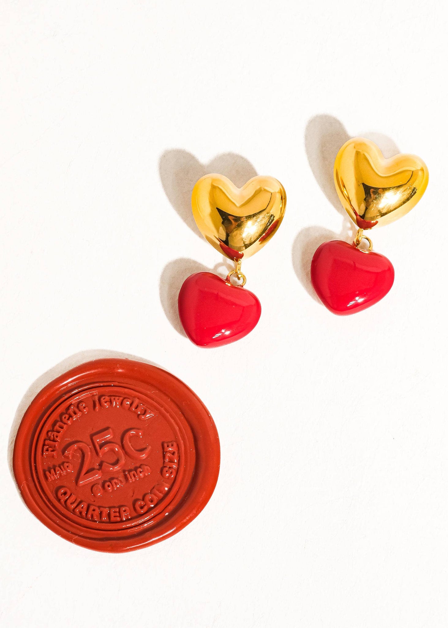 AMORE MIO RED HEART DROP EARRING