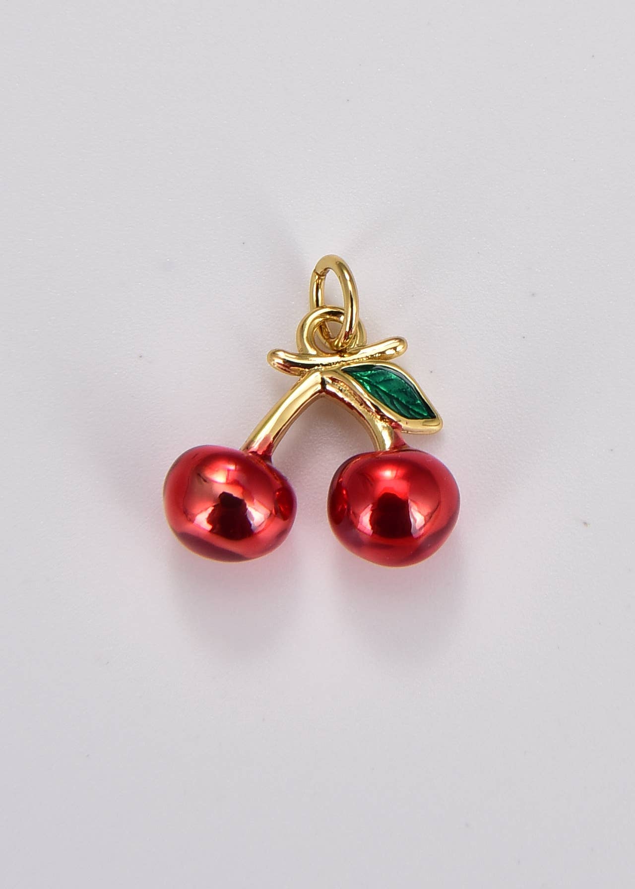 CHERRY RED ENAMEL FRUIT CHARM