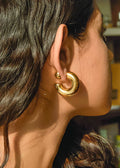 CHUNKY GOLD HOOP WITH BALL BACK