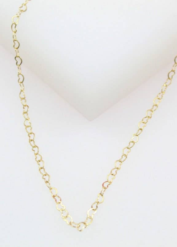 18K GF HEART LINK NECKLACE