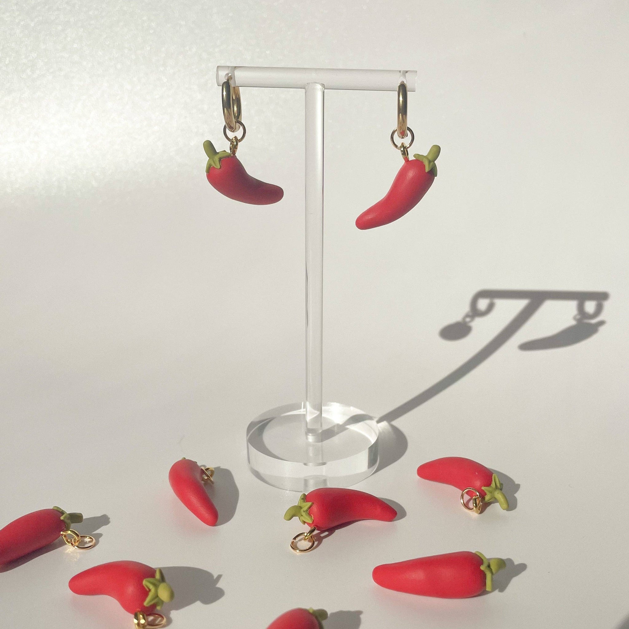 LARGE RED CLAY CHILI PEPPER CHARM