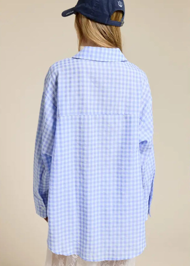 MEADOW GINGHAM BUTTON DOWN BLOUSE