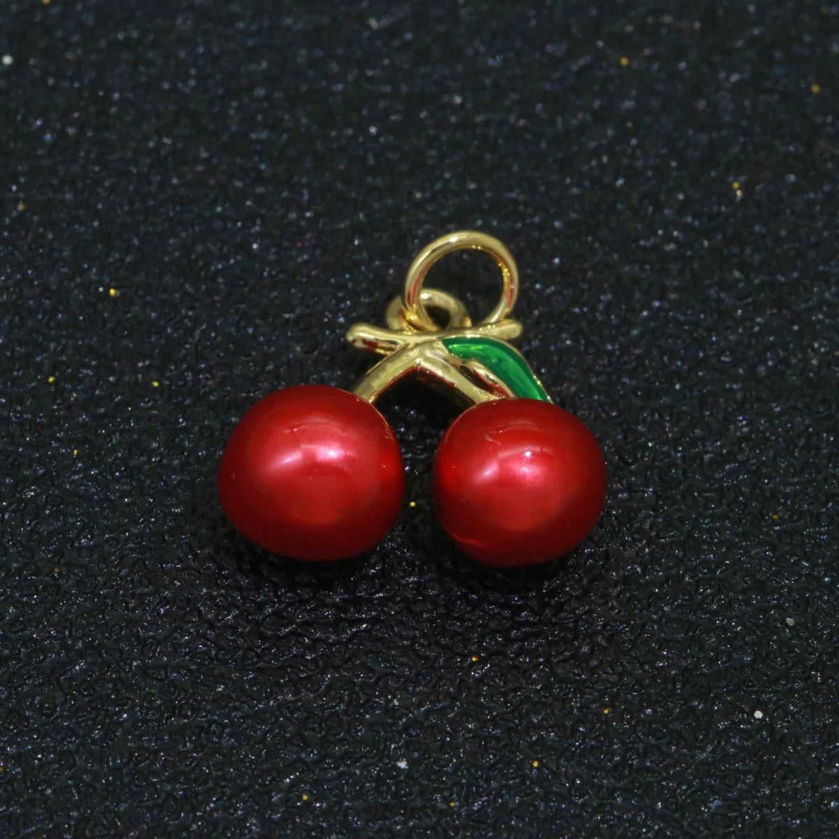 CHERRY RED ENAMEL FRUIT CHARM