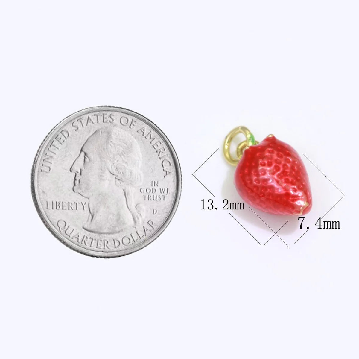 RED ENAMEL STRAWBERRY FRUIT CHARM