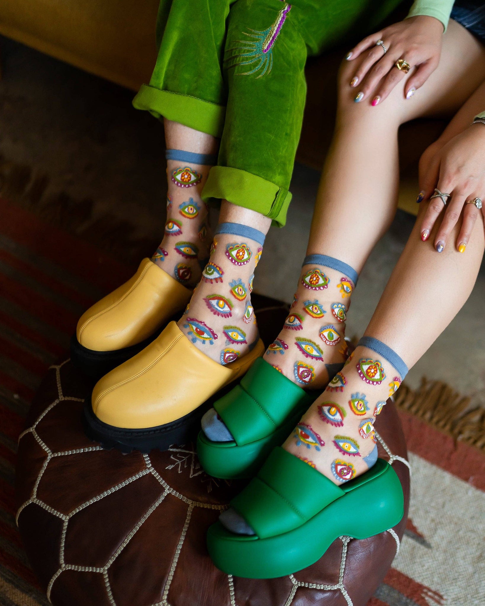 EVIL EYE SHEER CREW SOCKS