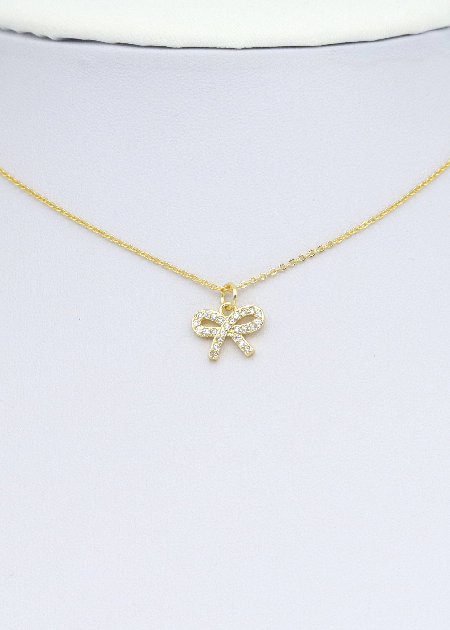 GOLD CZ BOW CHARM