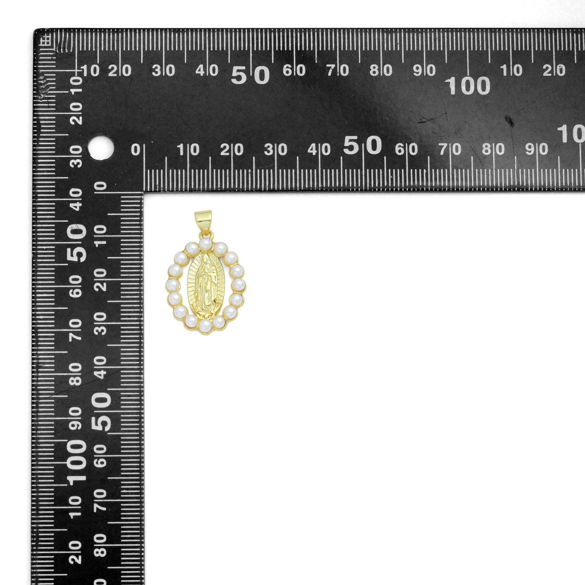 LARGE PEARL ROUND VIRGIN MARY CHARM