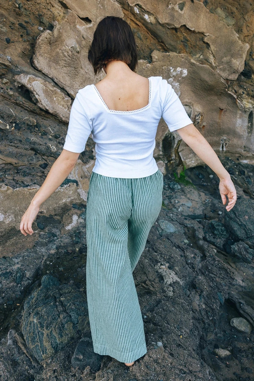 JADE STRIPE LINEN TROUSERS