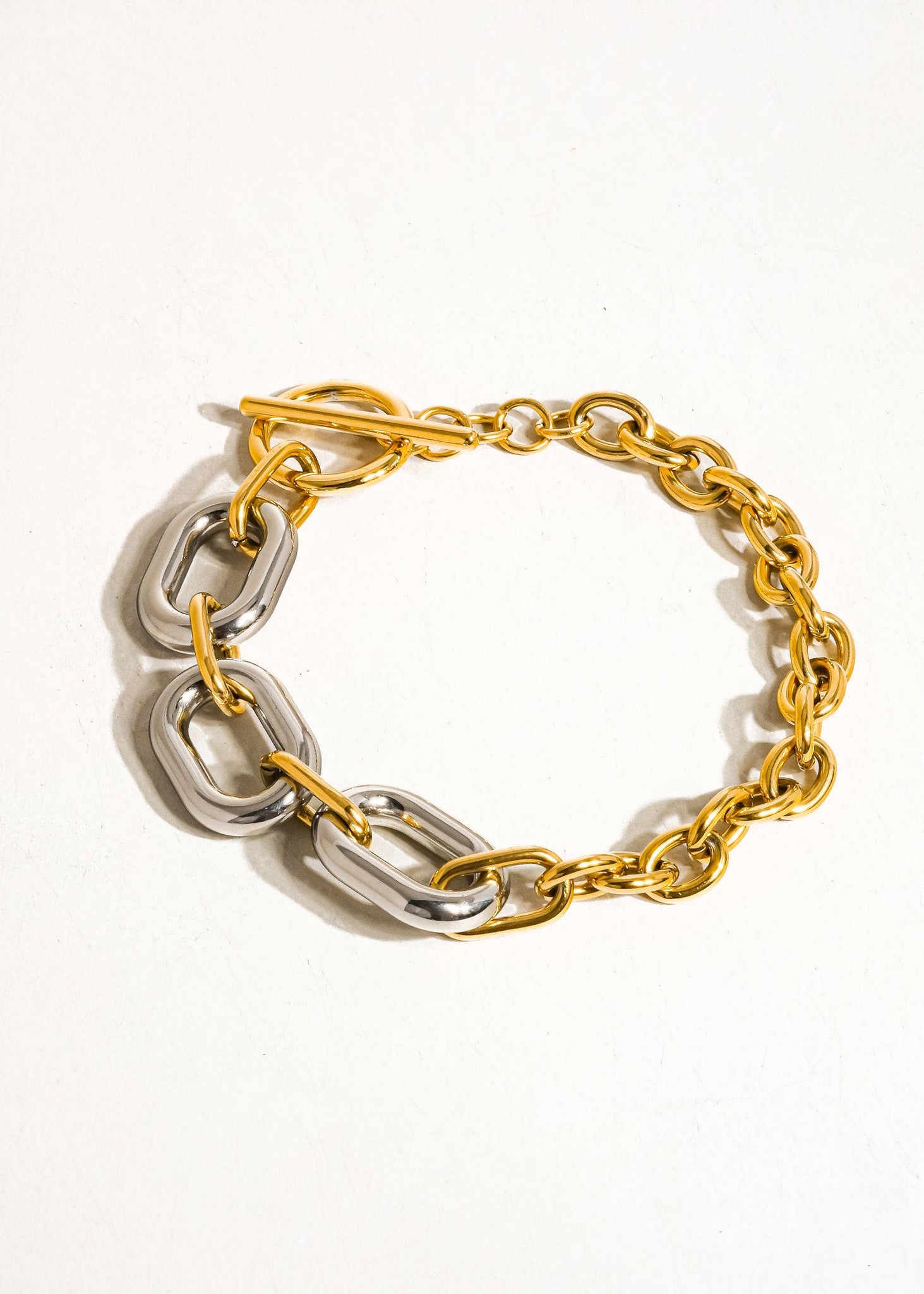 MIXED METAL CHAIN LINK BRACELET