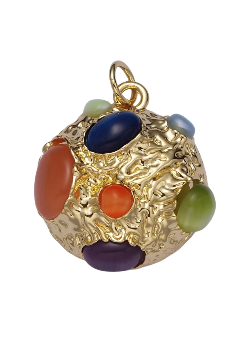 GOLD WITH STONES ROUND PLANET CHARM