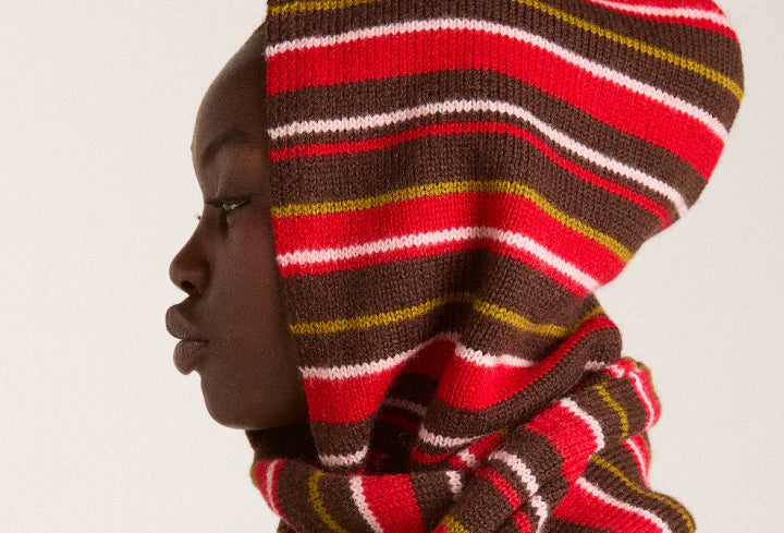 DAMSON MADDER STRIPED HOODED SCARF