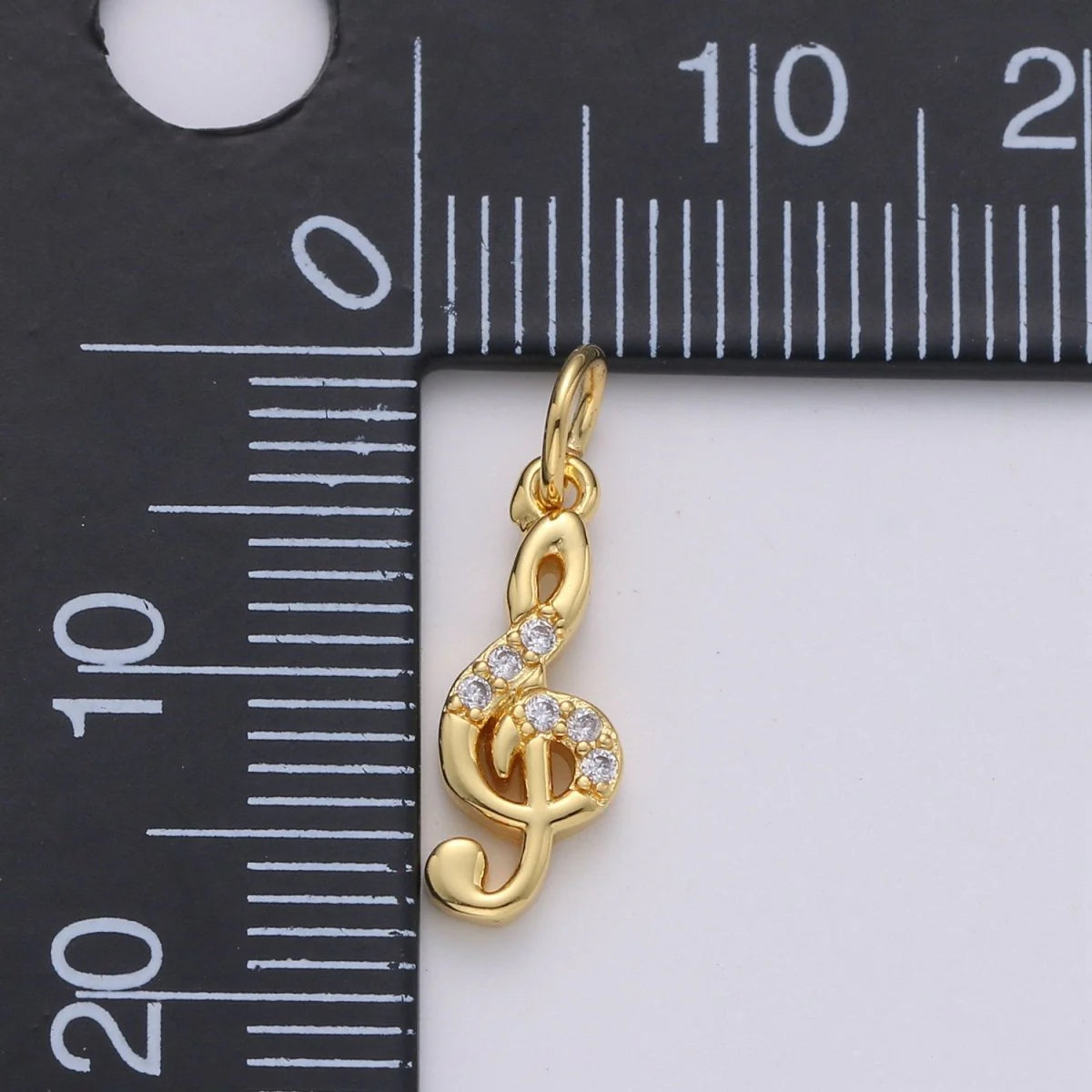 GOLD TREBLE MUSIC NOTE WITH CZ CHARM