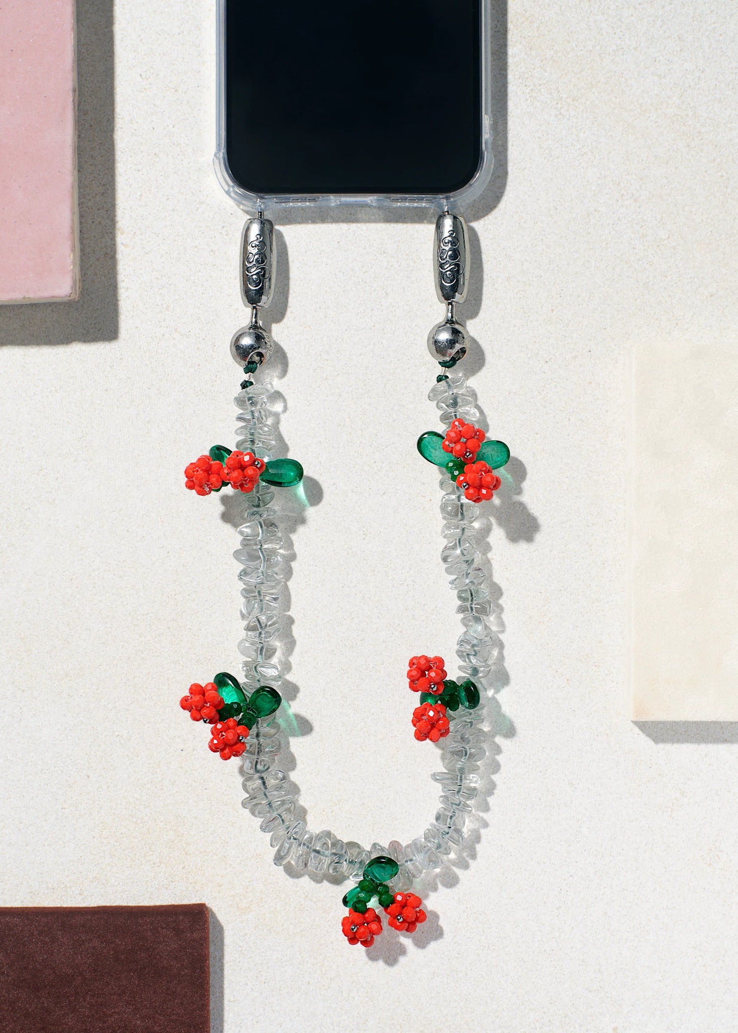 OSSA NEW YORK CHERRY WRISTLET PHONE CHAIN